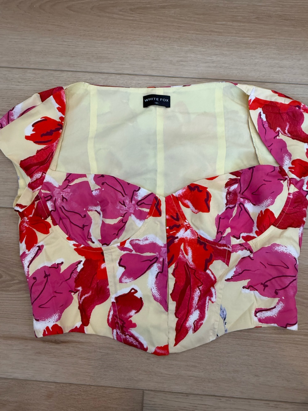 White Fox Boutique Yellow Floral Bustier Top